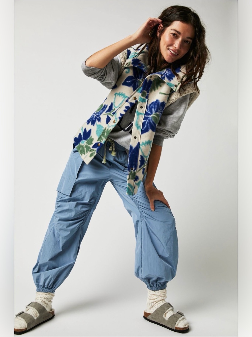 NWT Free People Nylon Cargo Pants Blue Size XS - Picture 4 of 4